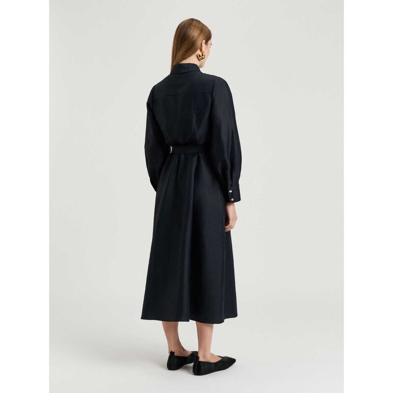 Veronika Maine Linen Viscose Blend Belted Midi Dress image number 5